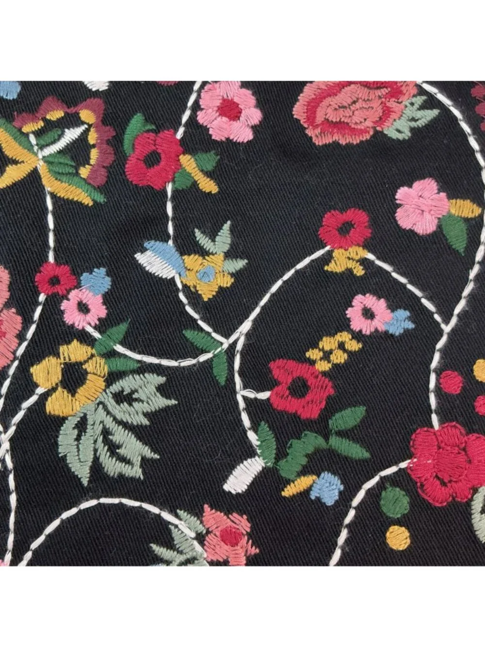 Braeve Floral Embroidered Black Mini Skirt With Side Zipper Womens Small